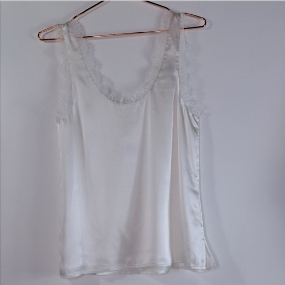 Cami NYC White Britney Silk Tank With Lace Size Small - Picture 11 of 12